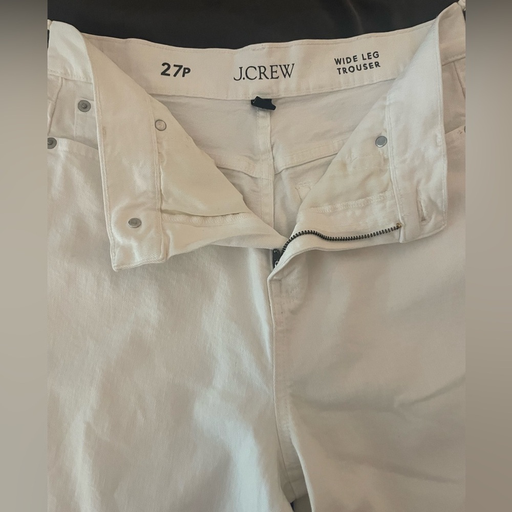 J.Crew White Wide Leg Jean Trousers